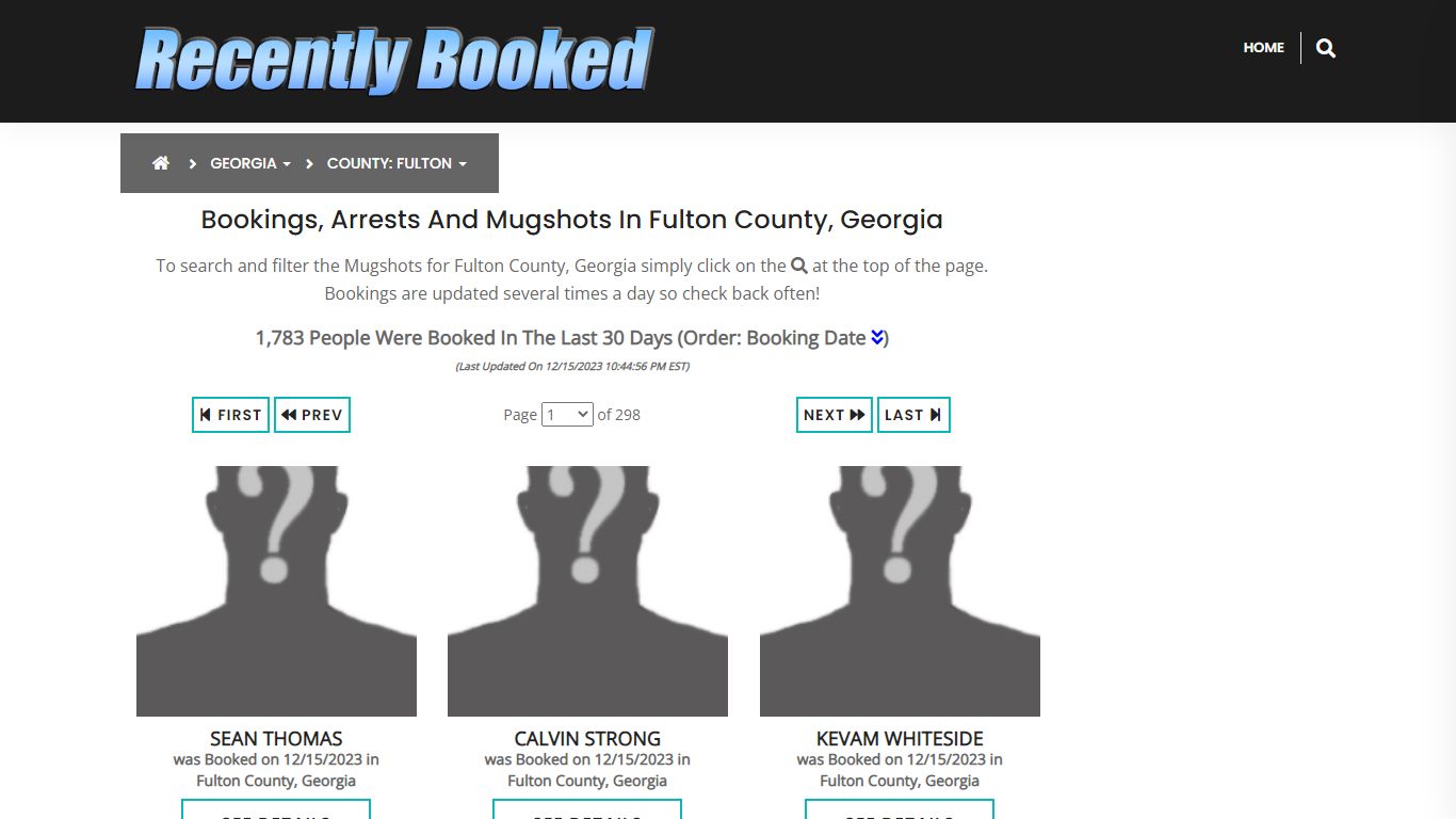Recent bookings, Arrests, Mugshots in Fulton County, Georgia
